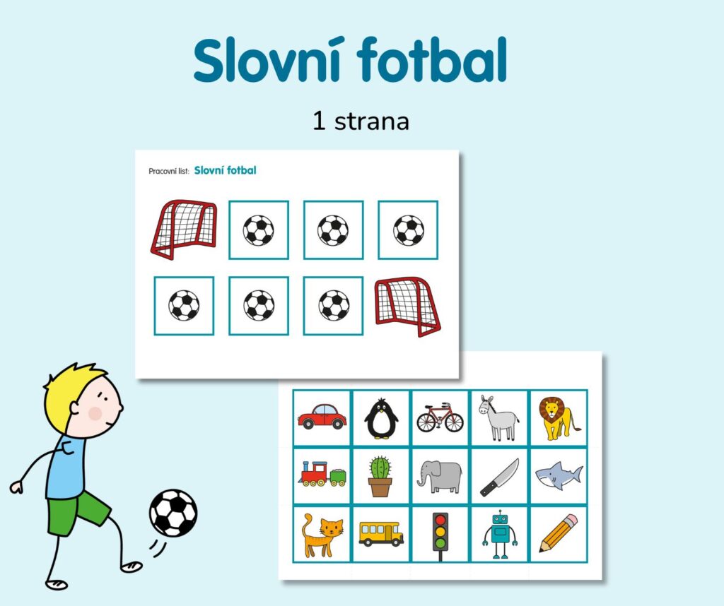 Pracovní list Slovní fotbal s obrázky